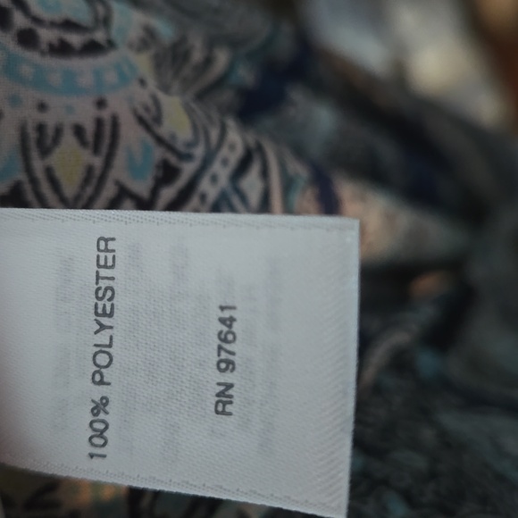 J JILL Women's Poncho Kimono Paisley Print Orange & Blue One Size - Picture 9 of 10